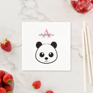 Cute panda bear custom Monogram Napkin