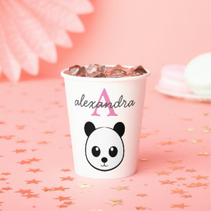 Cute panda bear custom Monogram Paper Cups