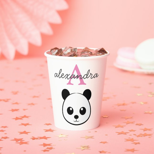 Cute panda bear custom Monogram  Paper Cups (Insitu)