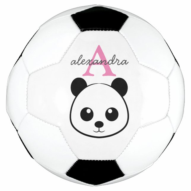 Cute Panda Bear Custom Monogram – Personalised Soccer Ball (Front)