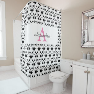 Cute panda bear custom Monogram Shower Curtain