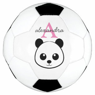 Cute panda bear custom Monogram  Soccer Ball