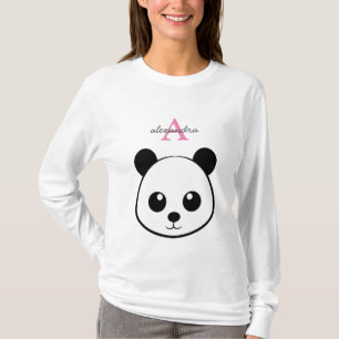 Cute panda bear custom Monogram  T-Shirt