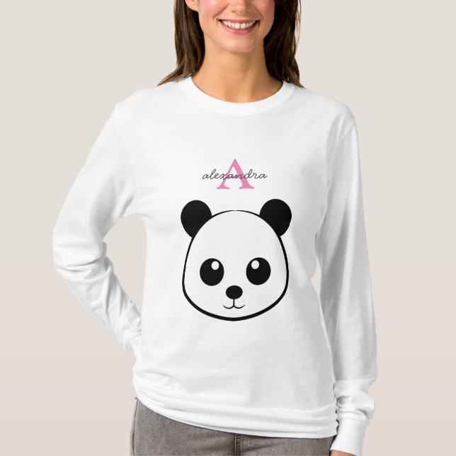 Cute panda bear custom Monogram  T-Shirt (Front)