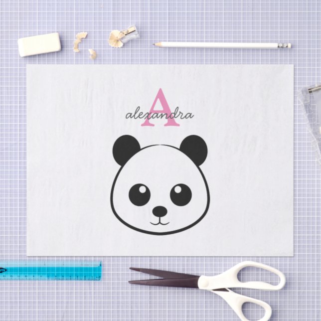 Cute panda bear custom Monogram  Tissue Paper (Craft)