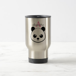 Cute panda bear custom Monogram  Travel Mug