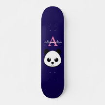 Cute Panda Bear Custom Monogram violet Background