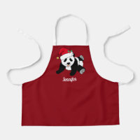 Cute Panda Bear Custom Red Kids Christmas