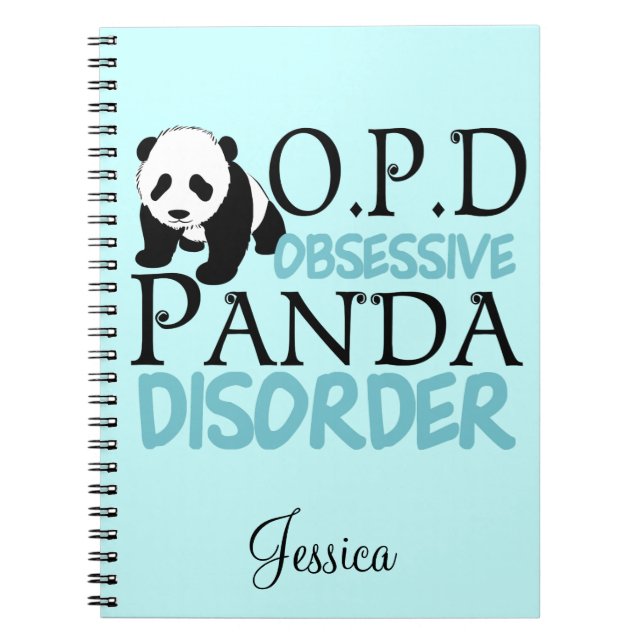 Cute Panda Bear Custom Teal Notebook (Front)