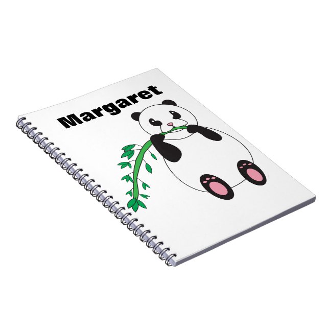 Cute Panda Bear Eating Bamboo Personalise Notebook (Right Side)