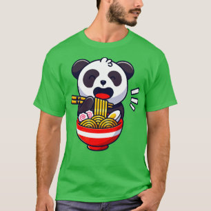 Cute Panda Bear Eats Ramen Noodle Soup T-Shirt