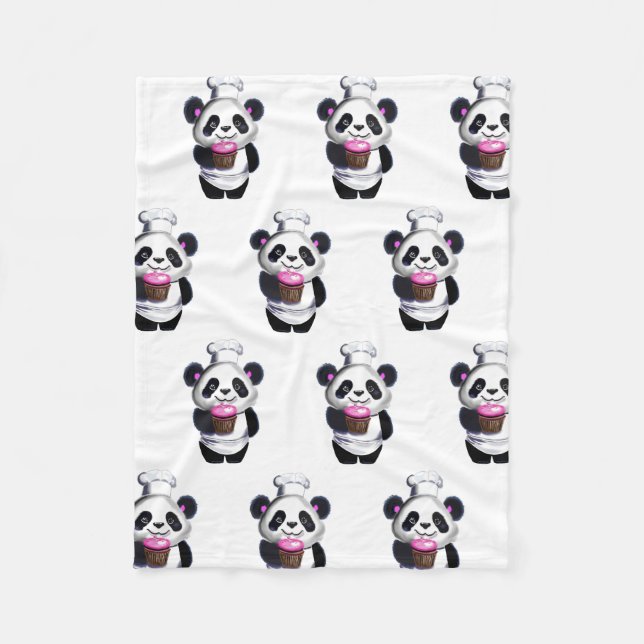 Cute Panda Bear Fleece Blanket (Front)