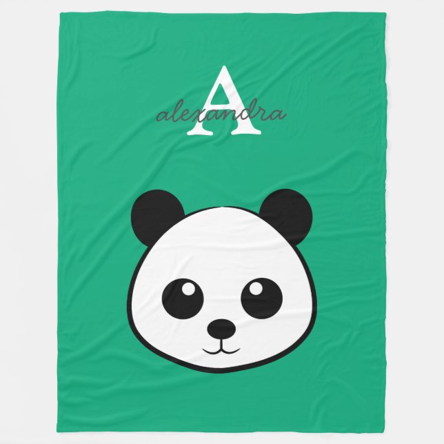 Cute Panda Bear Fleece Blanket | Personalized  (Front)