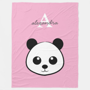 Cute Panda Bear Fleece Blanket Personalized