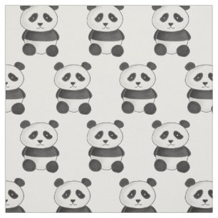 Cute Panda Bear Funny Animal Drawing Fabric
