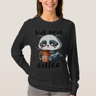 Cute Panda Bear Holding Coffee Cup Mocha Latte Cap T-Shirt