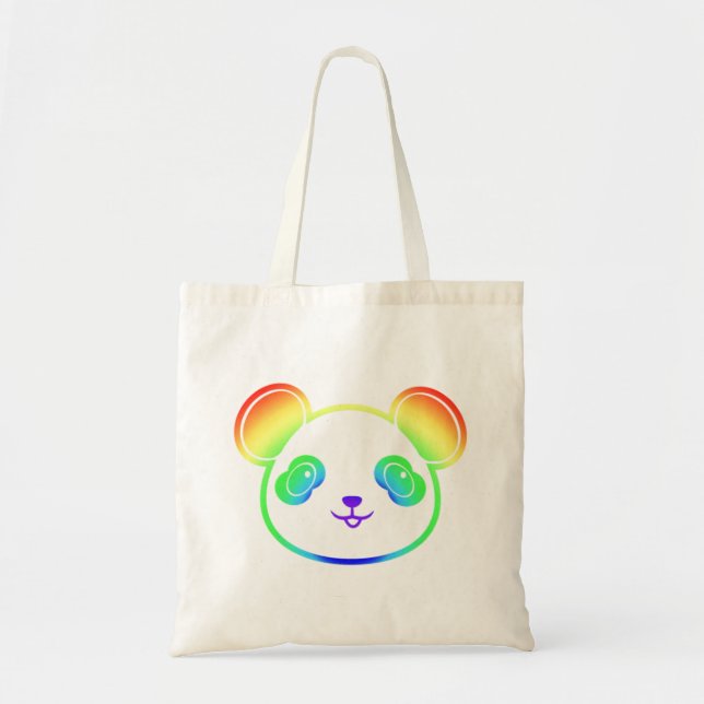Cute Panda Bear In The Colours Of The Rainbow Tote Bag (Front)