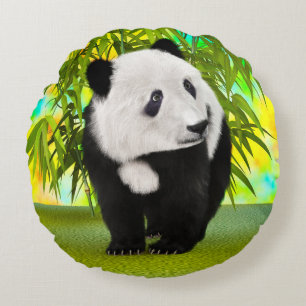 Cute Panda Bear Kawaii Animal Lover Perfect Gift Round Cushion