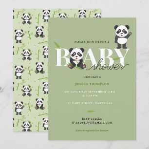Cute Panda Bear Kawaii Gender Neutral Baby Shower Invitation