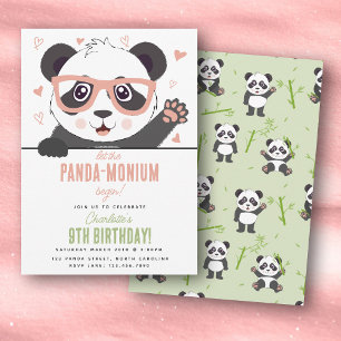 Cute Panda Bear Kawaii Girl Birthday Party Invitation