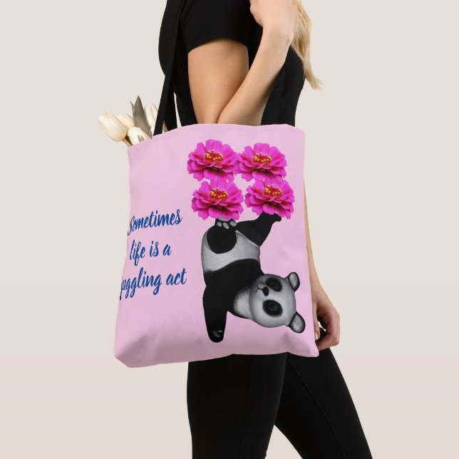 Cute Panda Bear Life Is A Juggling Act Tote Bag (Close Up)