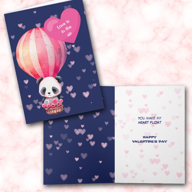 Cute Panda Bear Love in the Air Valentine Card (Creator Uploaded)