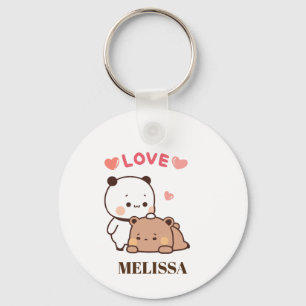 Cute Panda Bear Love Monogram Key Ring