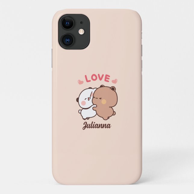 Cute Panda bear love, Personalised Girls Name Case-Mate iPhone Case (Back)