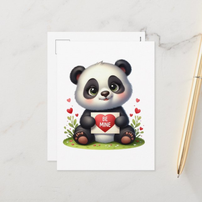 Cute panda bear mine  holiday postcard (Front/Back In Situ)