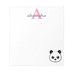 Cute Panda Bear Monogram Notepad – Personalised 