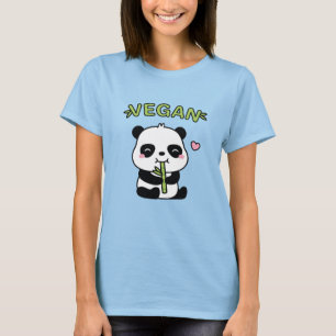 Cute Panda Bear Munching Bamboo Vegan T-Shirt
