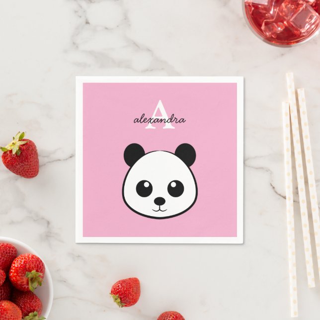 Cute Panda Bear Napkins – Personalized Monogram  (Insitu)