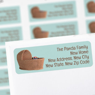 Cute Panda Bear New Home Return Address Labels