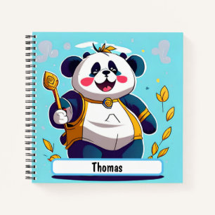 Cute Panda Bear Notebook With Custom Nametag 