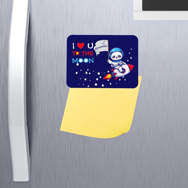 Cute Panda Bear On Rocket Ship Kids Personalised Magnet (Creator Uploaded)