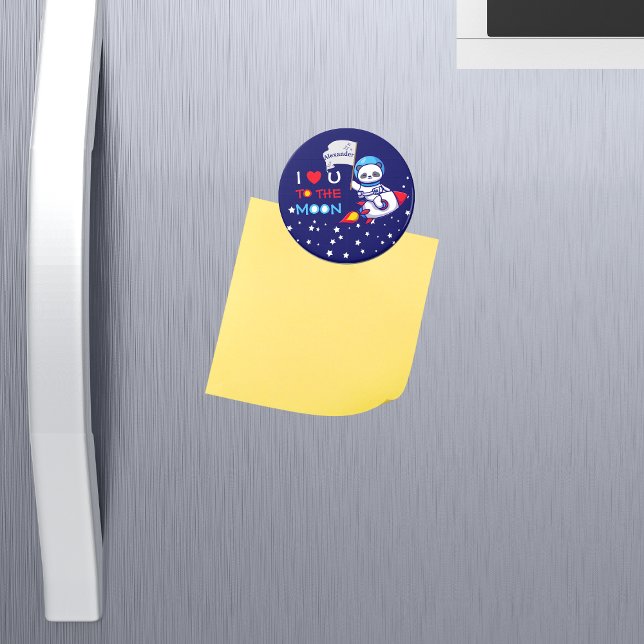 Cute Panda Bear On Rocket Ship Kids Personalized Magnet (Creator Uploaded)