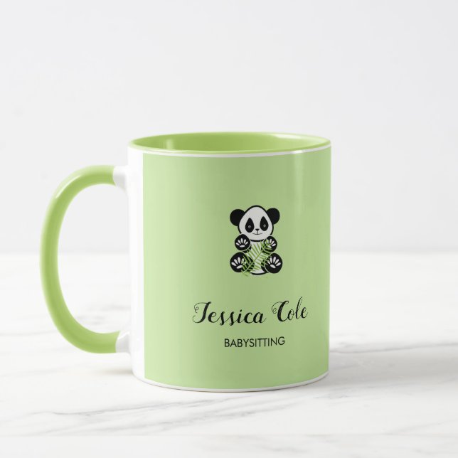 Cute panda bear pale green mug (Left)