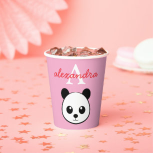 Cute Panda Bear Paper Cups – Personalized Monogram