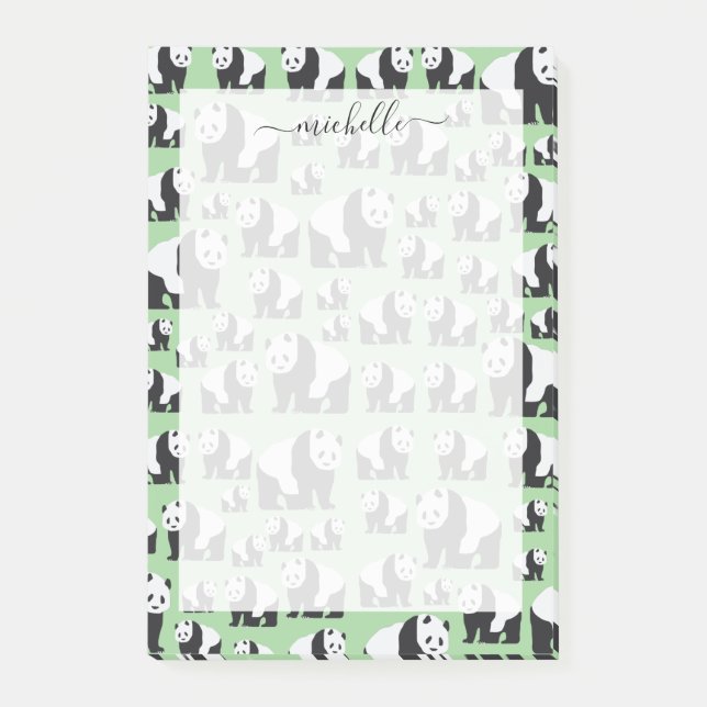Cute Panda Bear Pattern Post-it Notes (Front)