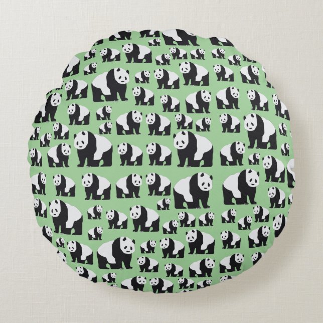 Cute Panda Bear Pattern Round Cushion (Front)
