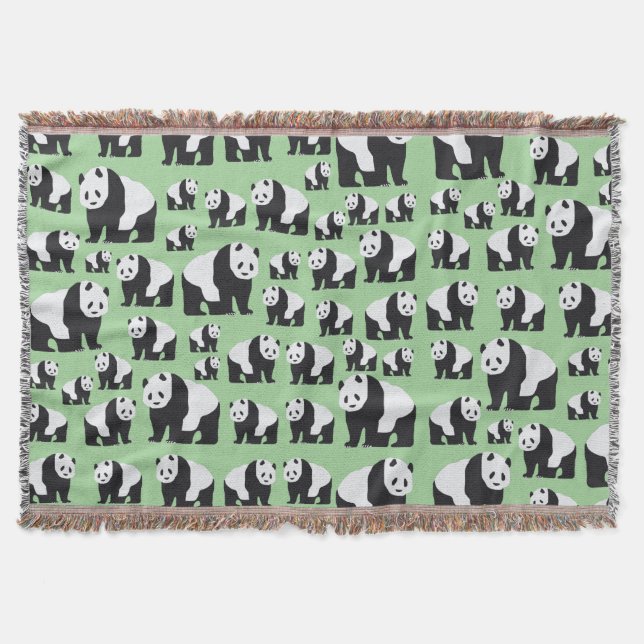Cute Panda Bear Pattern Throw Blanket (Front)