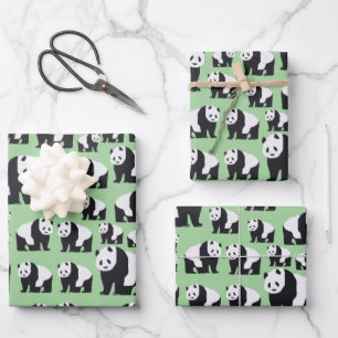 Cute Panda Bear Pattern Wrapping Paper Sheet