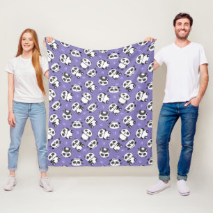 Cute panda bear paw blue background fleece blanket