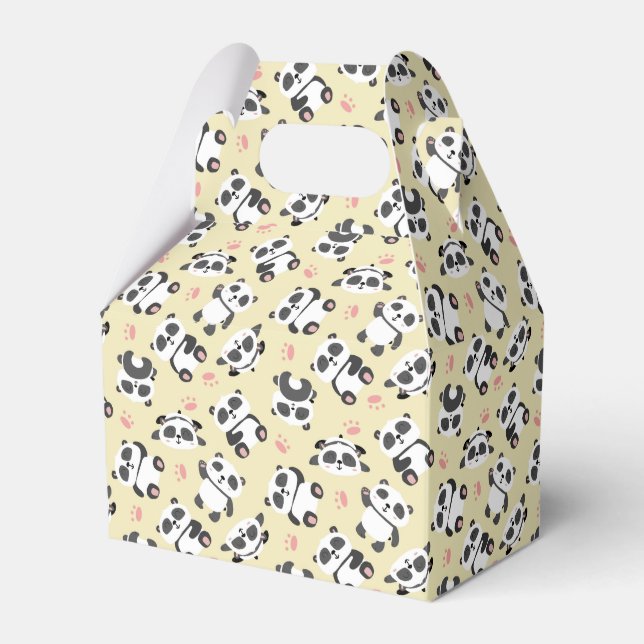 Cute panda bear paw cream background favour box (Front Side)