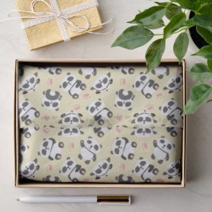 Cute panda bear paw cream background tissue paper