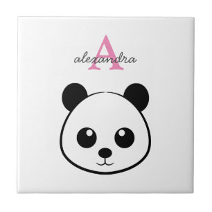 Cute Panda Bear Personalised Ceramic Tile – Custom