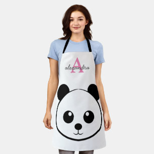 Cute Panda Bear – Personalised Monogram Kitchen Apron