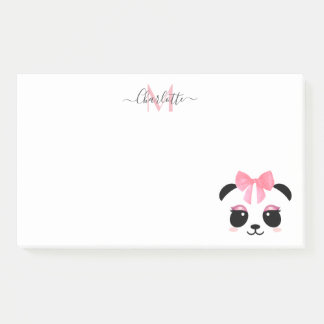 Cute panda bear personalised monogram post-it notes