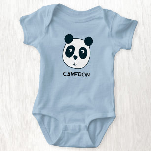 Cute Panda Bear Personalised Name Baby Bodysuit