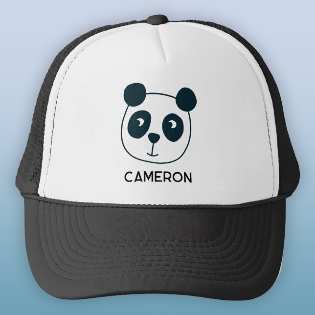 Cute Panda Bear Personalised Trucker Hat (Fun kawaii panda bear trucker hat with personalized name)